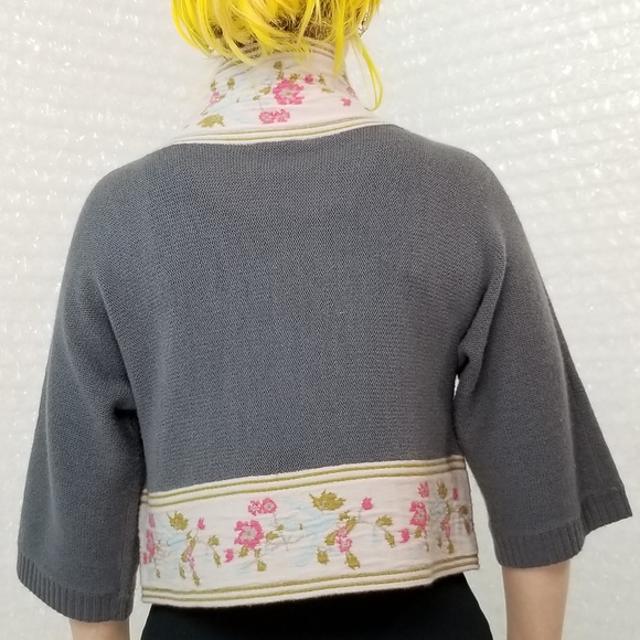 Plenty by Tracy Reese grey wool crop cardigan - Picture 2 of 8